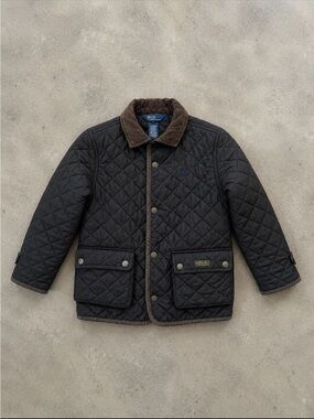 Polo Ralph Lauren Quilted Chore Jacket Boys 5 Brown Corduroy Collar Coat Preppy